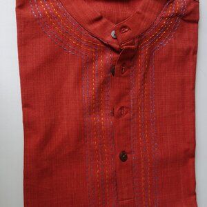 Aura Herbal Wear Orange Multi-Color w/Embroidery Women's L Sleeves Top Size 38